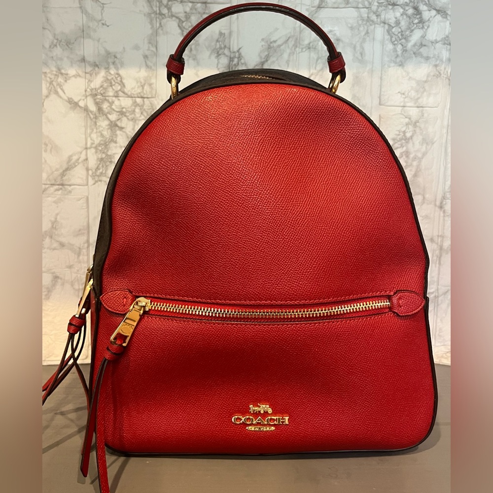 Coach Backpack Previously Used Brown Red Monogram